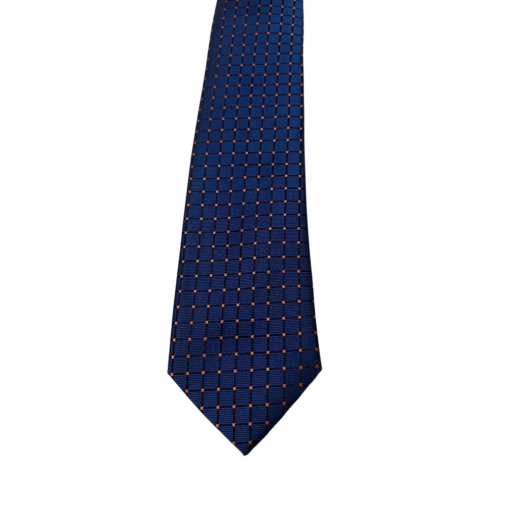 Nick‎ Graham Necktie Mens OS Blue Excellent Grid Pattern 3"